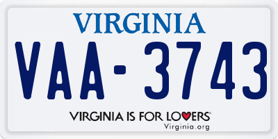 VA license plate VAA3743