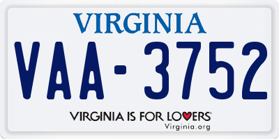 VA license plate VAA3752