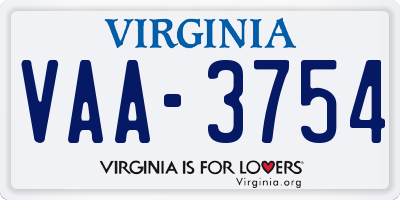 VA license plate VAA3754