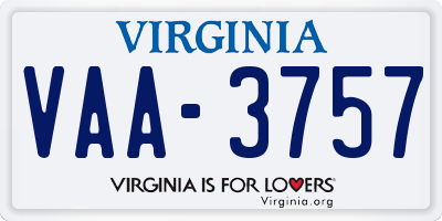 VA license plate VAA3757