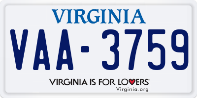 VA license plate VAA3759