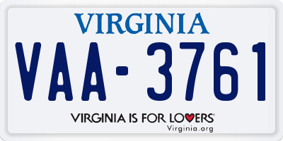 VA license plate VAA3761