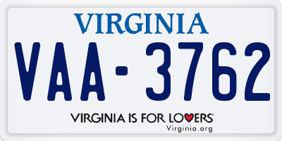VA license plate VAA3762