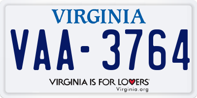 VA license plate VAA3764