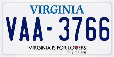 VA license plate VAA3766