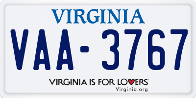 VA license plate VAA3767