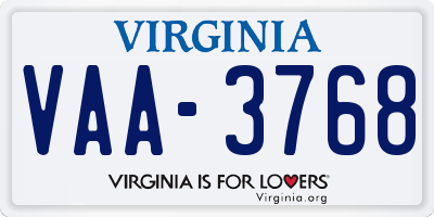 VA license plate VAA3768
