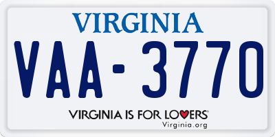 VA license plate VAA3770
