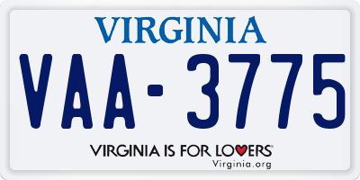 VA license plate VAA3775