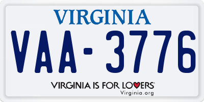 VA license plate VAA3776