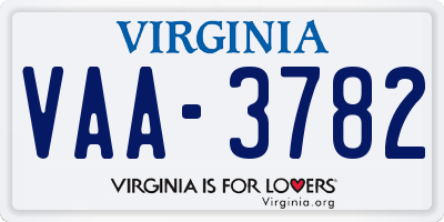 VA license plate VAA3782