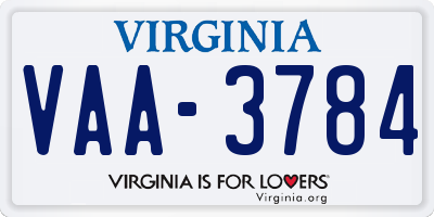 VA license plate VAA3784