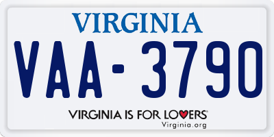 VA license plate VAA3790