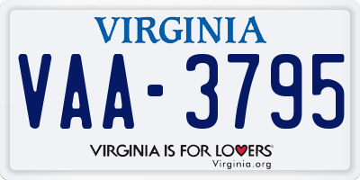 VA license plate VAA3795