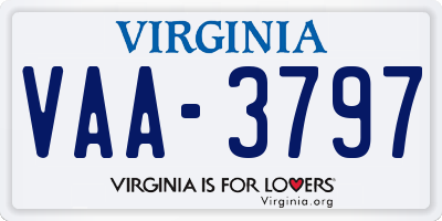 VA license plate VAA3797