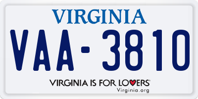 VA license plate VAA3810