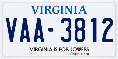 VA license plate VAA3812