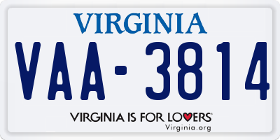 VA license plate VAA3814