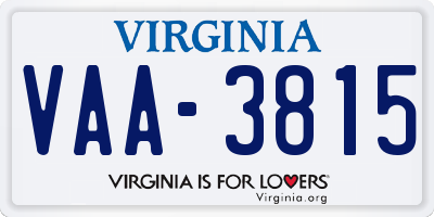 VA license plate VAA3815