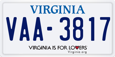 VA license plate VAA3817