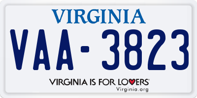 VA license plate VAA3823