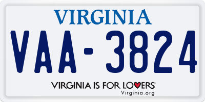 VA license plate VAA3824