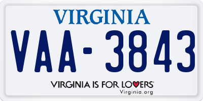 VA license plate VAA3843