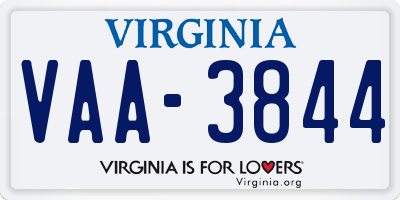 VA license plate VAA3844