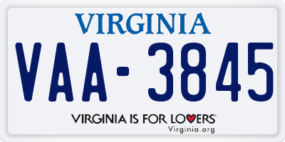 VA license plate VAA3845