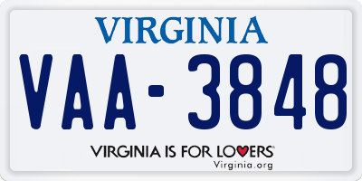 VA license plate VAA3848