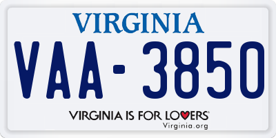 VA license plate VAA3850