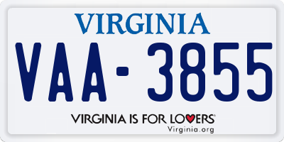 VA license plate VAA3855