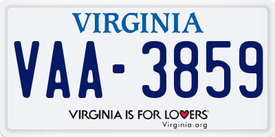 VA license plate VAA3859