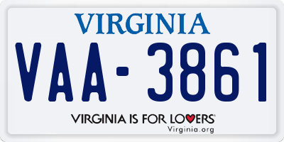 VA license plate VAA3861