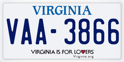 VA license plate VAA3866