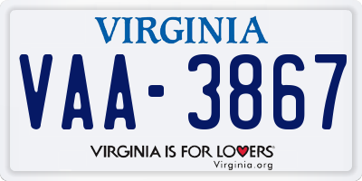VA license plate VAA3867
