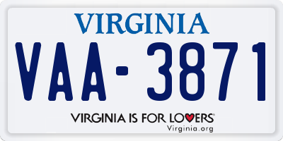 VA license plate VAA3871