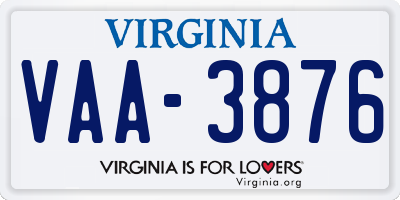 VA license plate VAA3876