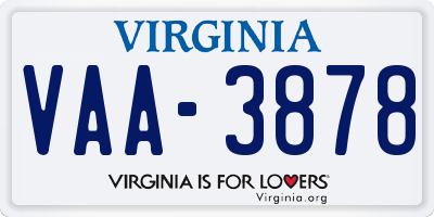 VA license plate VAA3878