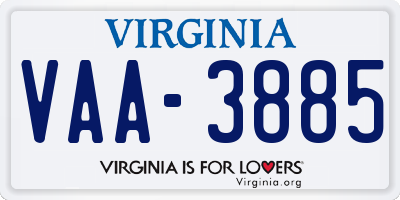 VA license plate VAA3885