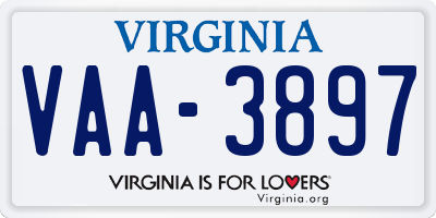 VA license plate VAA3897