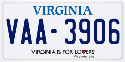 VA license plate VAA3906