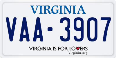 VA license plate VAA3907