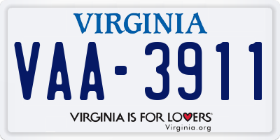 VA license plate VAA3911