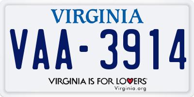 VA license plate VAA3914