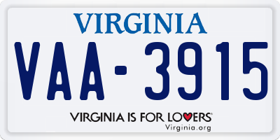 VA license plate VAA3915