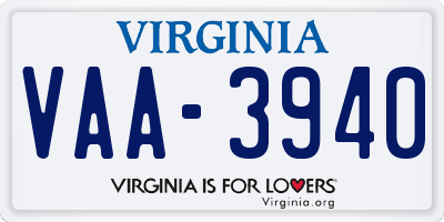 VA license plate VAA3940