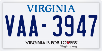 VA license plate VAA3947