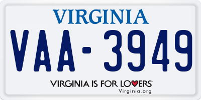 VA license plate VAA3949