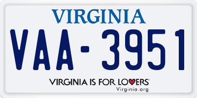 VA license plate VAA3951